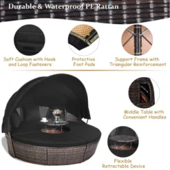 Costway Patio Rattan Daybed Cushioned Sofa Adjustable Table Top Canopy Black 14 Costway Patio Rattan Daybed Cushioned Sofa Adjustable Table Top Canopy Black -Outdoor Deals Garden Store GUEST 015d70fc 7071 4bcc 9b1e 440188d88d9c