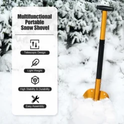 Costway Portable Aluminum Snow Shovel Adjustable Length W/Anti-Skid Handle & Large Blade -Outdoor Deals Garden Store GUEST 0285b91c 1868 431b 88f4 bb1fa3c5c8a7