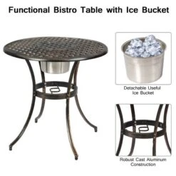 Costway 3PCS Patio Dining Set Aluminum Bistro Attached Removable Ice Bucket -Outdoor Deals Garden Store GUEST 030d4c38 0445 4947 b75f b31f87ed2a68