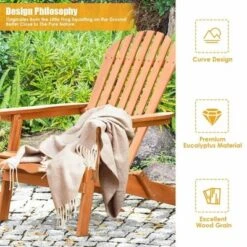 Costway 4 PCS Eucalyptus Adirondack Chair Foldable Outdoor Wood Lounger Chair Natural -Outdoor Deals Garden Store GUEST 0312e601 4026 4d05 b82b ff3060ed0636