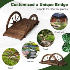 Costway 3.3FT Garden Bridge Classic Arc Wooden Bridge Decorative Garden Landscape 13 Costway 3.3FT Garden Bridge Classic Arc Wooden Bridge Decorative Garden Landscape -Outdoor Deals Garden Store GUEST 03dc845e 5a7e 47cb 8451 7892ab3c5e09