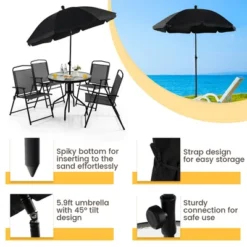 Costway 6 PCS Patio Dining Set Folding Chairs Glass Table Tilt Umbrella Garden 16 Costway 6 PCS Patio Dining Set Folding Chairs Glass Table Tilt Umbrella Garden -Outdoor Deals Garden Store GUEST 04c4d182 693e 4948 935e ecd347a98d6d