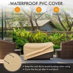 Costway 8PCS Patio Rattan Furniture Set Fire Pit Table Tank Holder Cover Deck Off White/Black/Navy/Red/Turquoise -Outdoor Deals Garden Store GUEST 055ea75f 387d 40da 8c8e 3432f0afde3f