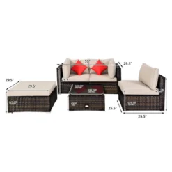 Costway 5PCS Outdoor Patio Rattan Furniture Set Sectional Conversation Beige Cushion 10 Costway 5PCS Outdoor Patio Rattan Furniture Set Sectional Conversation Beige Cushion -Outdoor Deals Garden Store GUEST 05b7f632 a1e0 4e7d ac58 ba151da2b231