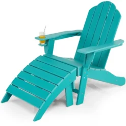 Costway HDPE Patio Adirondack Chair & Folding Footrest Set All-Weather Outdoor WhiteBlackGreyTurquoise 24 Costway HDPE Patio Adirondack Chair & Folding Footrest Set All-Weather Outdoor WhiteBlackGreyTurquoise -Outdoor Deals Garden Store GUEST 063920b2 2c9e 4777 b44f 018f6a8845f4