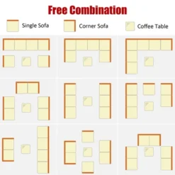 Costway 7PCS Patio Rattan Furniture Set Sectional Sofa Garden White Cushion -Outdoor Deals Garden Store GUEST 064cf5be 6e73 412e 9386 05b90df35ab8