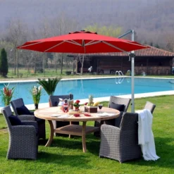 Costway 11' Patio Cantilever Offset Umbrella 360 Degrees Rotation Aluminum Tilt -Outdoor Deals Garden Store GUEST 0661a276 f027 4010 aeaa c8c55a9bb954