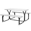 Costway Picnic Table Bench Set Outdoor Backyard Patio Garden Party Dining All Weather White