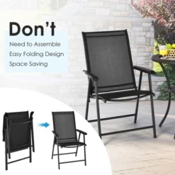 Costway 4PCS Patio Folding Dining Chairs Portable Camping Armrest Garden Black -Outdoor Deals Garden Store GUEST 083cac60 fb9d 49f1 8fe4 2f99ee3bcc6f