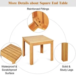 Costway Wooden Square Side End Table Patio Coffee Bistro Table Indoor Outdoor Natural -Outdoor Deals Garden Store GUEST 08d02f9d 2828 4d28 82c3 d130d845a736