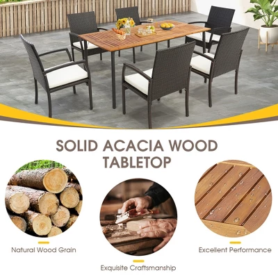 Costway Patio Rectangular Acacia Wood Dining Table With 1.9''Umbrella Hole Indoor&Outdoor 7 Costway Patio Rectangular Acacia Wood Dining Table With 1.9''Umbrella Hole Indoor&Outdoor - Image 7