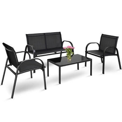 Costway 4 PCS Patio Furniture Set Sofa Coffee Table Steel Frame Garden Outdoor Deck 2 Costway 4 PCS Patio Furniture Set Sofa Coffee Table Steel Frame Garden Outdoor Deck - Image 2