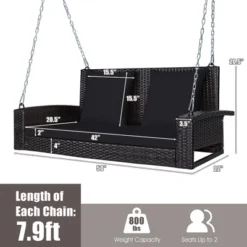 Costway 2-Person Patio Rattan Hanging Porch Swing Bench Chair Cushion BeigeBlackRedTurquoise -Outdoor Deals Garden Store GUEST 09e2bf88 bd53 4bf0 a8a5 5b6615cbfd61