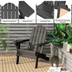 Costway Patio Folding Adirondack Chair Weather Resistant Cup Holder Yard -Outdoor Deals Garden Store GUEST 0a16515b 3482 4dba be1c 99617fc80edc