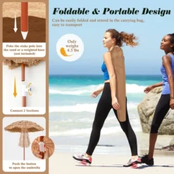 Costway Patio 6FT Tropical Thatched Tiki Beach Umbrella Portable Outdoor Market Tilt -Outdoor Deals Garden Store GUEST 0a89a71e 5edf 4c21 8723 1e40c47ae99d