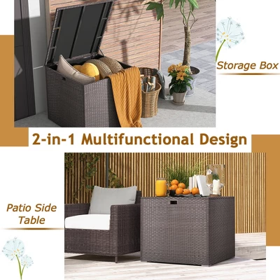 Costway 72 Gallon Patio Rattan Wicker Storage Deck Box Container With Liner Garden 5 Costway 72 Gallon Patio Rattan Wicker Storage Deck Box Container With Liner Garden - Image 5