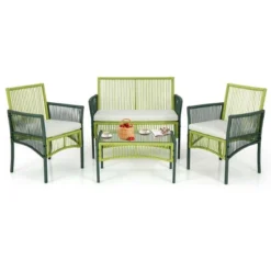 Costway 4PCS/8PCS Patio Round Wicker Conversation Set With Cushions Tempered Glass Side Table 21 Costway 4PCS/8PCS Patio Round Wicker Conversation Set With Cushions Tempered Glass Side Table -Outdoor Deals Garden Store GUEST 0bb34e51 0038 45a0 a951 554d3a53ff56