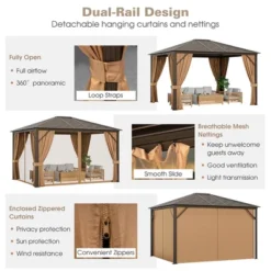 Costway 12' X 10' Patio Hardtop Gazebo W/ Galvanized Steel Top Aluminum Frame Outdoor -Outdoor Deals Garden Store GUEST 0c3077d8 28db 4976 b2cc 6896c36f9436