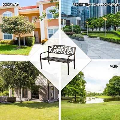 Costway Garden Bench Outdoor Furniture Porch Path Loveseat Chair 5 Costway Garden Bench Outdoor Furniture Porch Path Loveseat Chair - Image 5