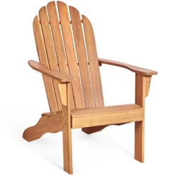 Costway Outdoor Adirondack Chair Solid Wood Durable Patio Garden Furniture GrayNaturalWhite -Outdoor Deals Garden Store GUEST 0d92375f 6517 42aa 9d75 85b88fb6c2b7