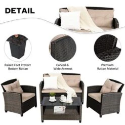 Costway 8pcs Patio Rattan Conversation Set Cushioned Outdoor Furniture Set -Outdoor Deals Garden Store GUEST 0e08040b 59dc 4545 85c4 36cf7394a93d