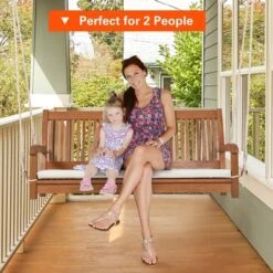 Costway 2-Person Hanging Porch Swing Wood Bench With Cushion Curved Back Outdoor Natural 12 Costway 2-Person Hanging Porch Swing Wood Bench With Cushion Curved Back Outdoor Natural -Outdoor Deals Garden Store GUEST 0e96600f 91e8 42ac 9355 1c44cb1fa154