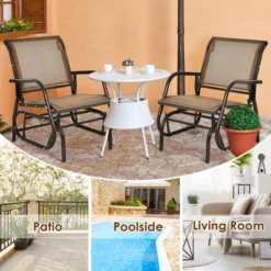 Costway Outdoor Single Swing Glider Rocking Chair Armrest Garden Porch Backyard GreyBrown -Outdoor Deals Garden Store GUEST 0ec88485 e2e7 4a2a aac3 ea198b9735c3