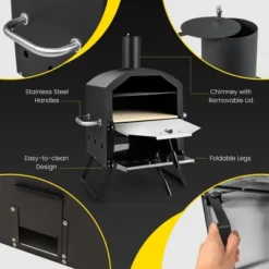Costway 2-Layer Pizza Oven Wood Fired Pizza Grill Outside Pizza Maker With Waterproof Cover -Outdoor Deals Garden Store GUEST 0ee2c3d6 e09a 47f1 94a4 77a5cceb54a1