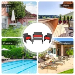 Costway 8PCS Patio Rattan Furniture Set Cushioned Chair Sofa Coffee Table WhiteNavyTurquoiseRed -Outdoor Deals Garden Store GUEST 0f94b40d 71a7 41fe 9ff7 6d73ffd6d682