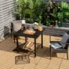 Costway 31'' Outdoor Fire Pit Dining Table Charcoal Wood Burning W/ Cooking BBQ Grate