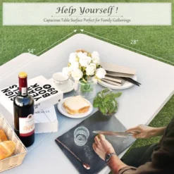 Costway Picnic Table Bench Set Outdoor Backyard Patio Garden Party Dining All Weather White -Outdoor Deals Garden Store GUEST 0fc9d930 3518 4c60 868f 485e0c1b4fed