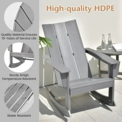 Costway Patio Adirondack Rocking Chair All Weather HDPE Porch Rocker 330lbs Grey Outdoor -Outdoor Deals Garden Store GUEST 0fdd3095 e344 43c3 9537 c187bfcd345e