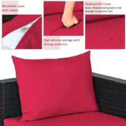 5PCS Patio Rattan Furniture Set Sectional Conversation Sofa W/ Coffee Table Red Navy -Outdoor Deals Garden Store GUEST 0fea51a5 9b76 41c0 8890 14d437f82908