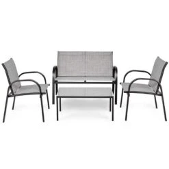 Costway 4 PCS Patio Furniture Set Sofa Coffee Table Steel Frame Garden Deck Gray -Outdoor Deals Garden Store GUEST 1063a84f f73e 47c9 a86e c64699715d2f