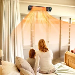 Costway Wall-Mounted Patio Heater 750W/1500W Infrared Heater With 9-Level Adjustable 24H Timer & Remote Control Black