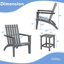 Costway 2PCS Patio Adirondack Chair Side Table Set Solid Wood Garden Deck Grey -Outdoor Deals Garden Store GUEST 10d3c703 c406 44c8 beae 599ee2eb4bbd