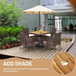 Costway 5PCS Patio Rattan Dining Furniture Set Arm Chair Wooden Table Top 11 Costway 5PCS Patio Rattan Dining Furniture Set Arm Chair Wooden Table Top -Outdoor Deals Garden Store GUEST 1120e203 0292 45e0 8596 f572b7176da4