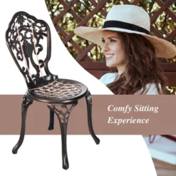 Costway 3PCS Patio Bistro Set Round Table Chairs All Weather Cast Aluminum Yard -Outdoor Deals Garden Store GUEST 11265d10 0ffd 4699 9160 9d1fdccc3999