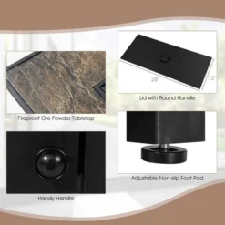 Costway 6PCS Patio Rattan Furniture Set 42'' Fire Pit Table Cover Sofa Cushion Off White/Black/Navy/Red/Turquoise -Outdoor Deals Garden Store GUEST 1128d5fe 559a 4829 90c8 7a3b21f9f593