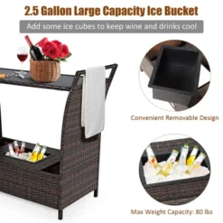 Costway Patio Rattan Bar Serving Cart Wheels Ice Bucket Glass Top Handle Garden 17 Costway Patio Rattan Bar Serving Cart Wheels Ice Bucket Glass Top Handle Garden -Outdoor Deals Garden Store GUEST 11abb5d0 7e95 440e aae2 6d4484319484