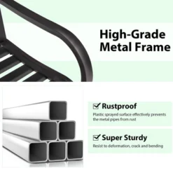 Costway Outdoor 2-Person Metal Porch Swing Hanging Patio Bench 485 Lbs Capacity BlackBrown -Outdoor Deals Garden Store GUEST 122557d9 1b9c 49a2 a572 2fbd532eb5f0