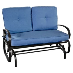 Costway Glider Outdoor Patio Rocking Bench Loveseat Cushioned Seat Steel Frame Blue 17 Costway Glider Outdoor Patio Rocking Bench Loveseat Cushioned Seat Steel Frame Blue -Outdoor Deals Garden Store GUEST 123ec2be c07d 4102 82bd fc8189a2ab7a