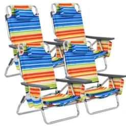 Costway 4PCS Folding Backpack Beach Chair Reclining Camping Chair W/ Storage Bag -Outdoor Deals Garden Store GUEST 125400d2 4e18 4b42 8446 11652fb90c5d