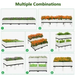 Costway Set Of 4 Raised Garden Bed Elevated Flower Vegetable Herb Grow Planter Box White -Outdoor Deals Garden Store GUEST 12742eb8 79e5 489d b7ea 7cf478dbd575