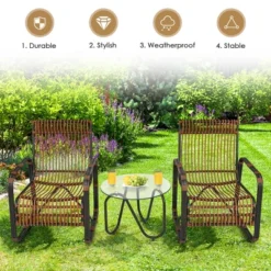 Costway 3PCS Patio Rattan Furniture Set Conversational Sofa Coffee Table Garden -Outdoor Deals Garden Store GUEST 128ec919 e83f 4b53 b028 f6c5180a904c