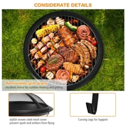 Costway 22'' Steel Outdoor Fire Pit Bowl BBQ Grill W/ Wood Grate Cooking Grate Poker -Outdoor Deals Garden Store GUEST 12d01727 83c5 44c5 bd81 1acea1ff9781