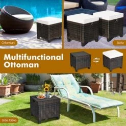 Costway 2PCS Patio Rattan Ottoman Cushioned Seat Beige -Outdoor Deals Garden Store GUEST 13c4f3da 013e 49f7 9374 cf7e89ab0cce