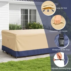 Costway Patio 90''x50'' Dining Set Cover Rectangle Table Chair Waterproof Handle Air Vent -Outdoor Deals Garden Store GUEST 13dcb462 81fa 49e7 9896 fe2a102565f7