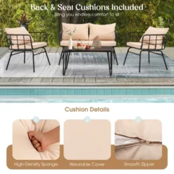 Costway 4PCS Patio Furniture Set Cushioned Sofa Loveseat Armrest Table Garden -Outdoor Deals Garden Store GUEST 13e43ea6 a8f0 4704 ae9e a52423ab4a82