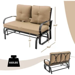 Costway Patio 2-Person Glider Bench Rocking Loveseat Cushioned Armrest Brick RedBeigeBlue -Outdoor Deals Garden Store GUEST 144b2af5 e1f5 43b6 8269 c5b42783fffb